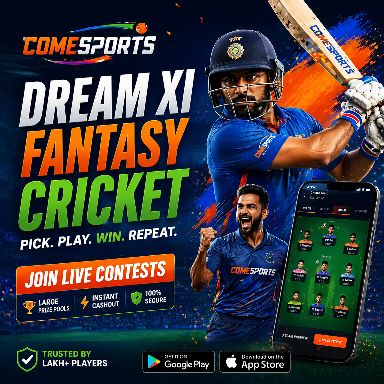 COME COM fantasy sports main visual