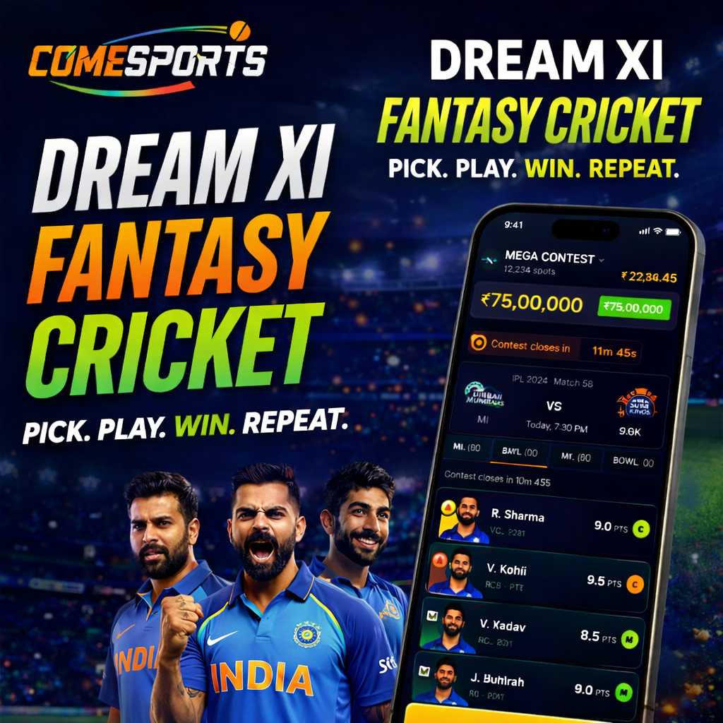 COME COM fantasy cricket challenge visual